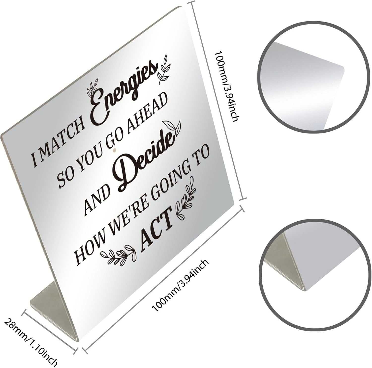 Dekoracja na biurko z sentencją metalowa stojak 10x10x2,8 cm s210