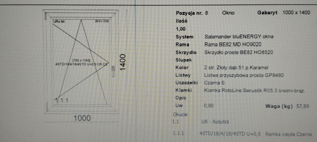 OKAZJA!!! Okno 140x100 bluENergy, 2str. malowane