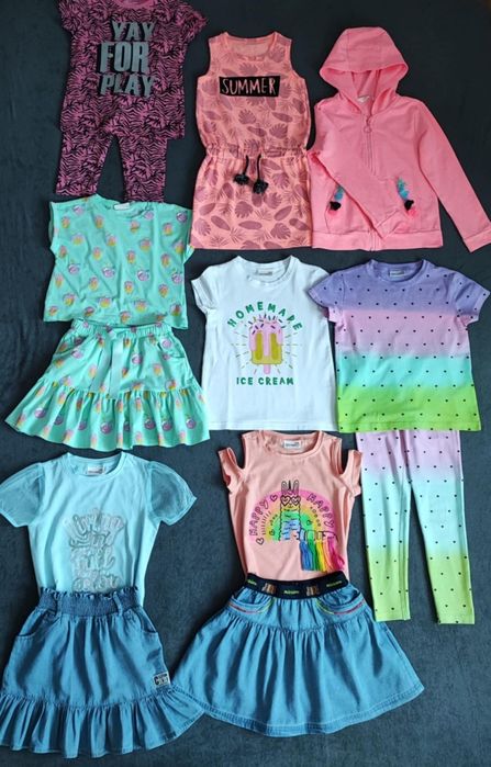 Zestaw ubrań dla dziewczynki + kurtka + akcesoria roz.116