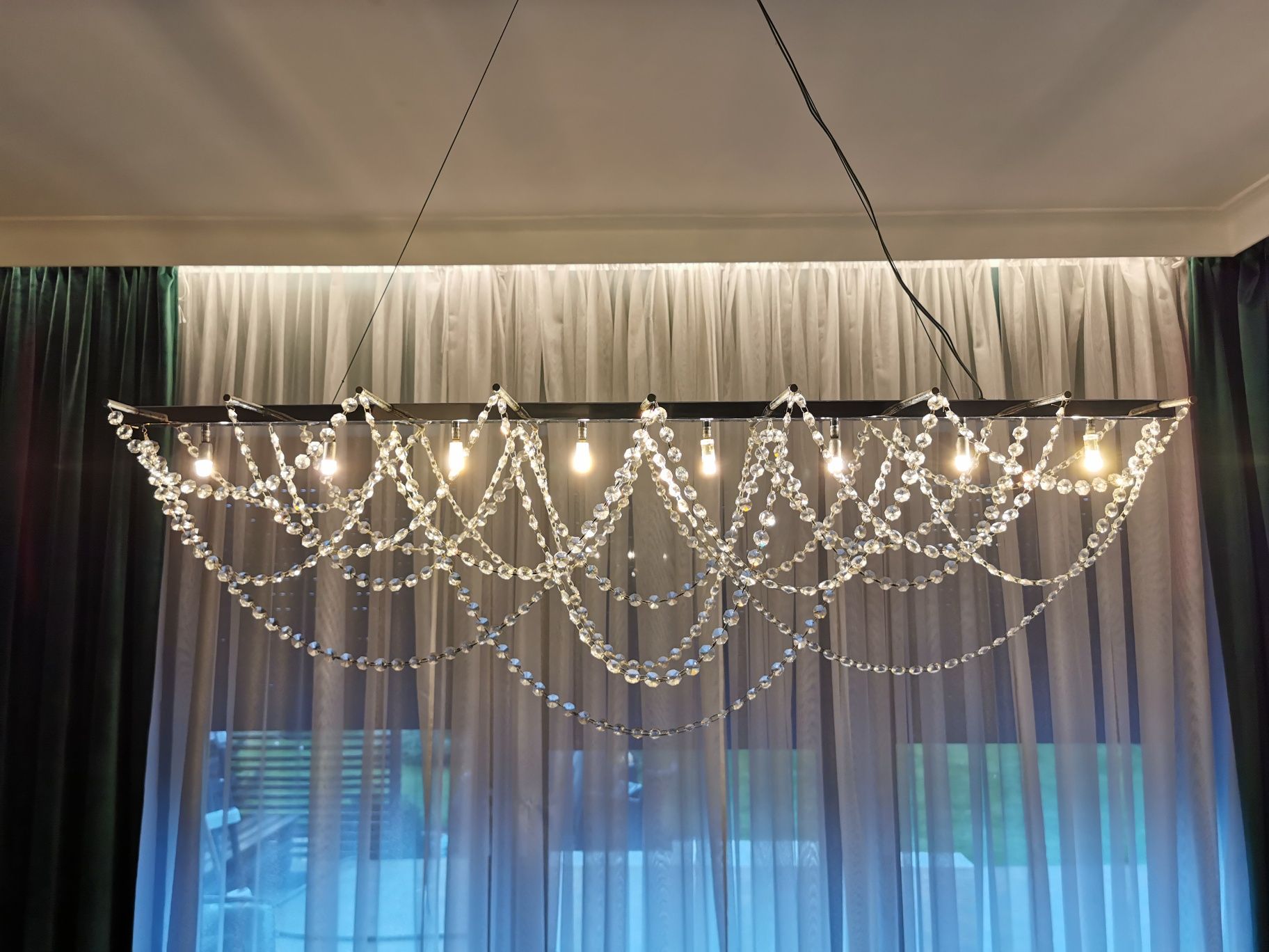 Komplet 2 szt wiszących lamp z kryształkami