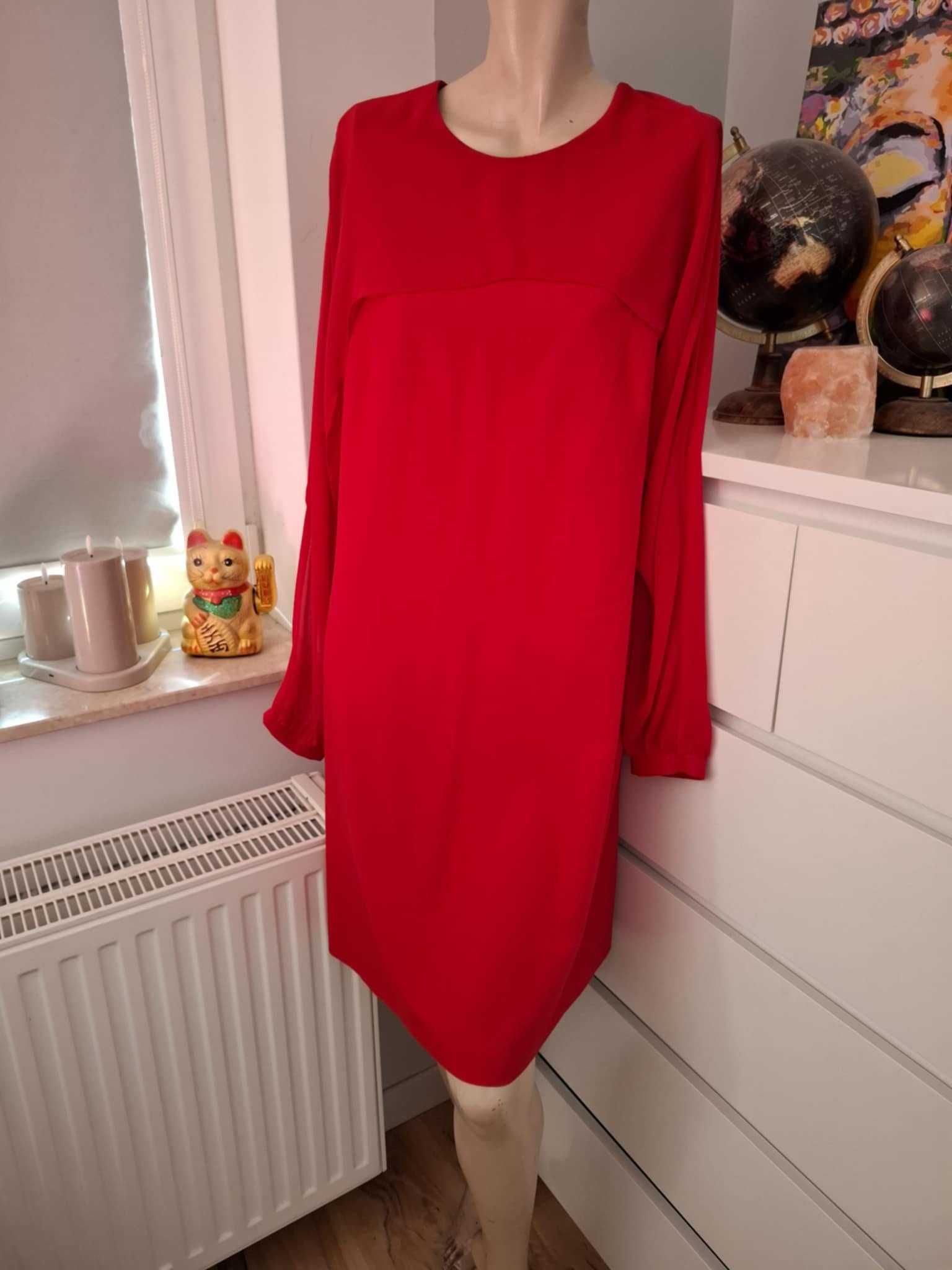 44 XXL BPC selection elegancka czerwona sukienka wieczorowa koktajlowa