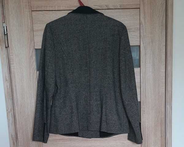 Żakiet marynarka wełna rozm. M/L melanż ciemnoszary - stan doskonały