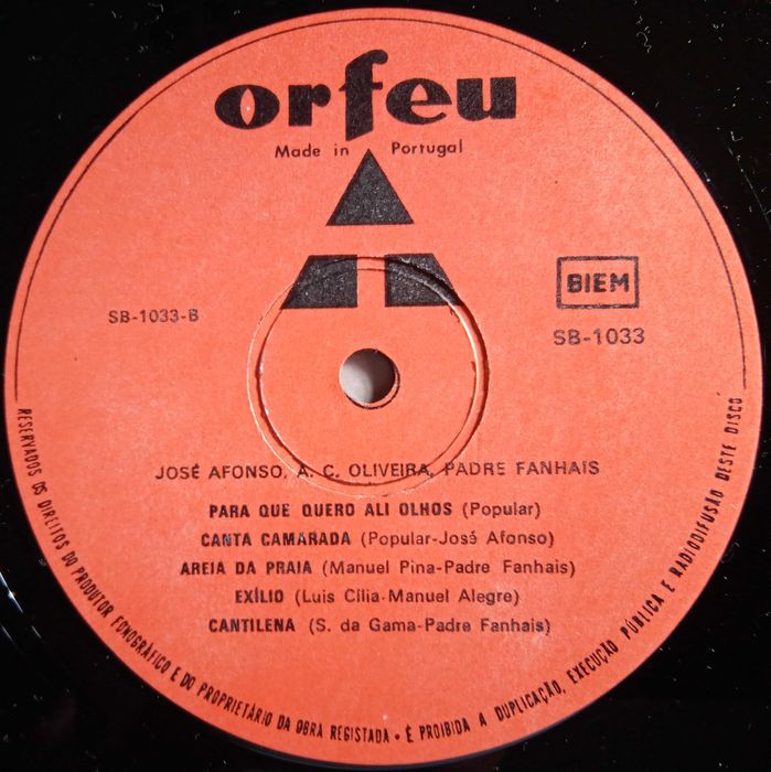 José Afonso / Adriano Correia de Oliveira / Padre Fanhais				- -  -	LP