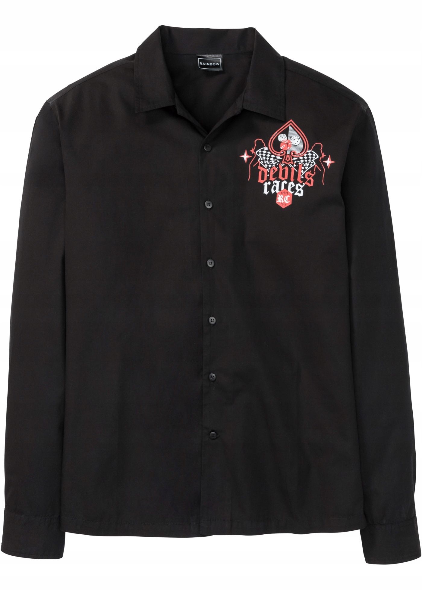 B.P.C czarna męska koszula z nadrukiem 43/44.