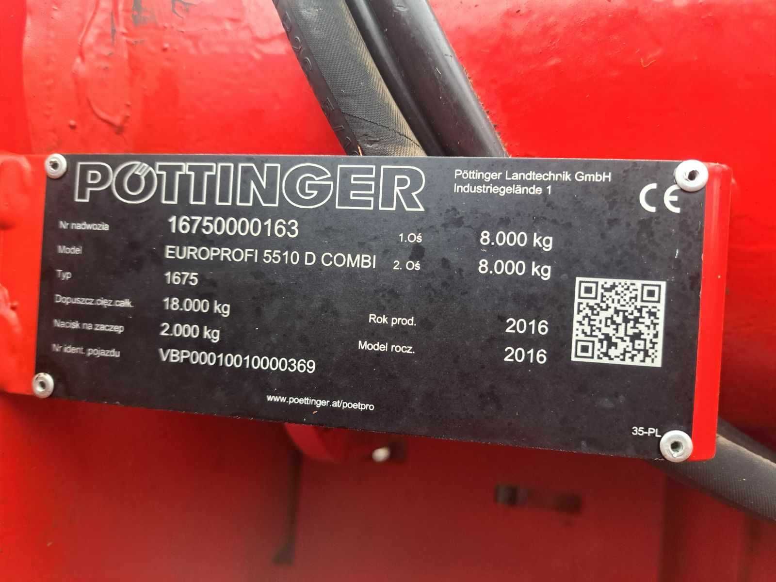 Przyczepa samozbierająca Pottinger 5510 Combiline 2016r