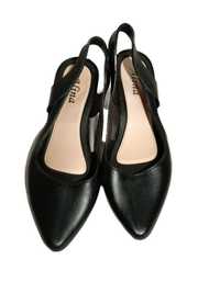 Eleganckie sandały na wysokim obcasie - czarne rozmiar 38