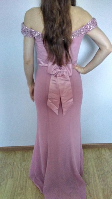 Sukienka wesele studniówka druhny długa/rybka/hiszpanka 36 pudrowy róż