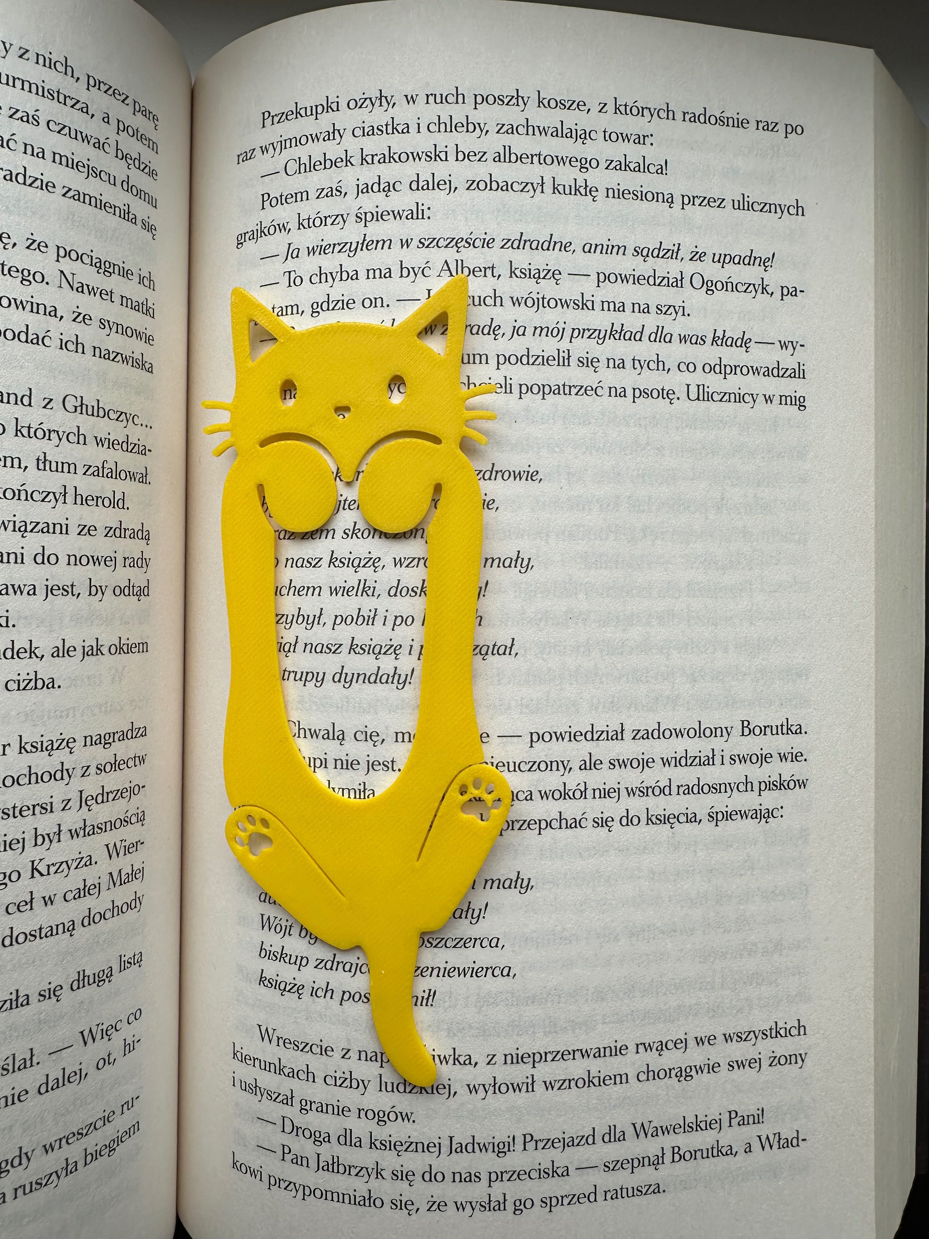 Zakładka do książki Kot, różne kolory, druk 3D