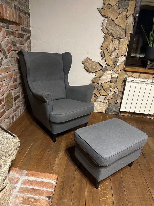 Ikea fotel strandmon uszak + podnóżek stan bdb