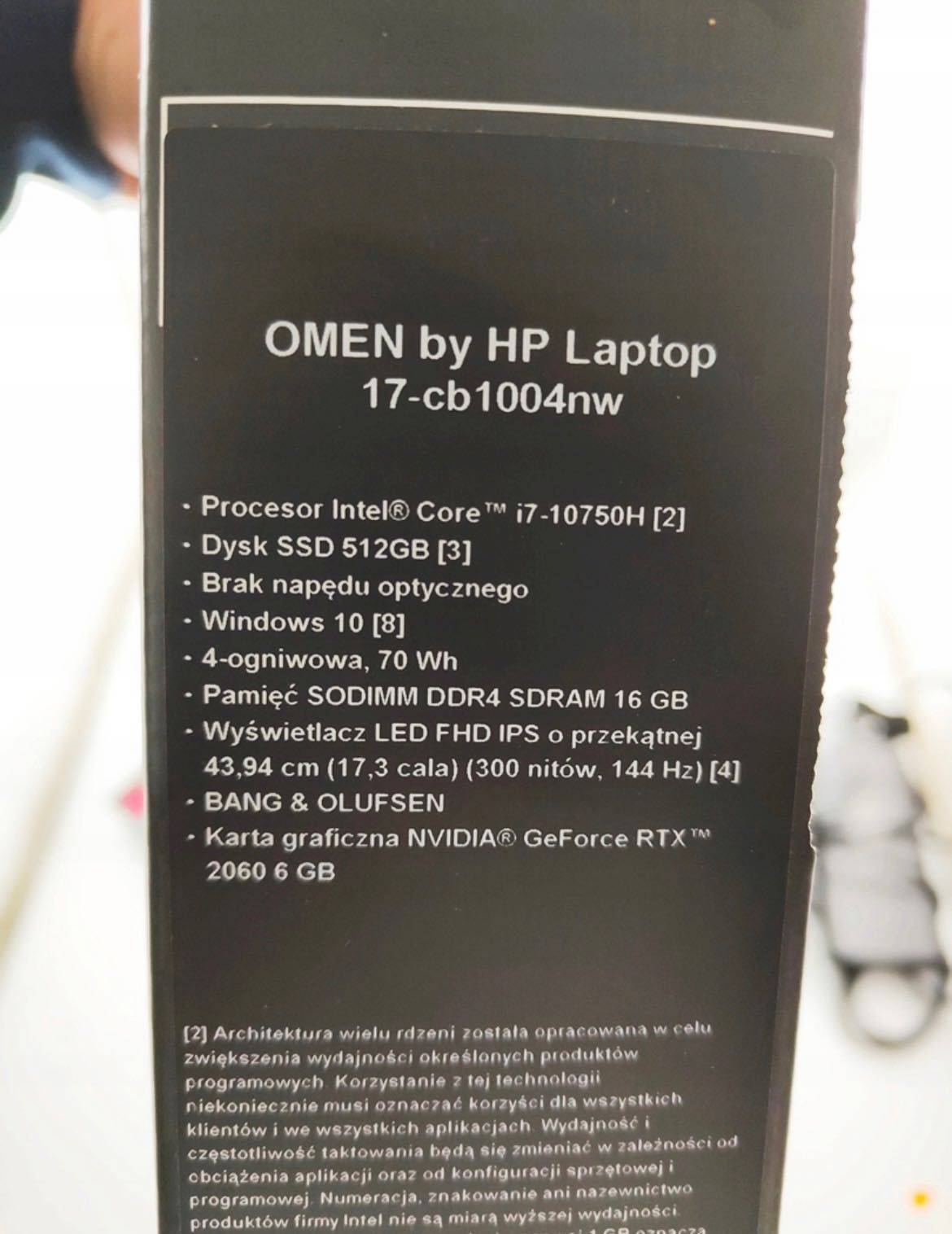 Laptop Omen 17’ 16gb i7-10750h 512gb