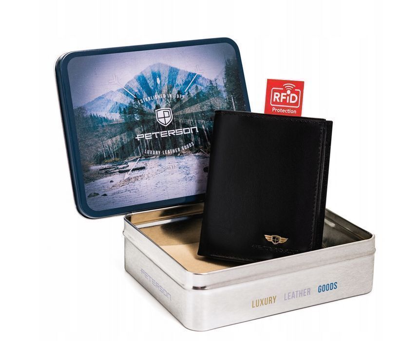 mały, skórzany portfel męski z systemem rfid — peterson