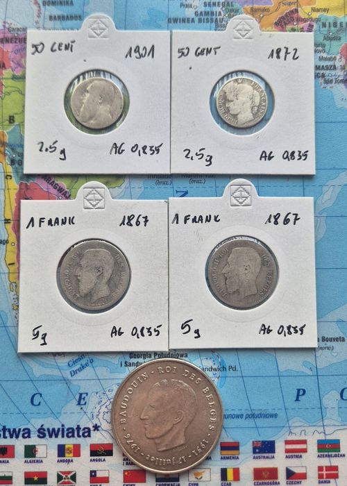 Zestaw 5 srebrnych monet kolekcjonerskich