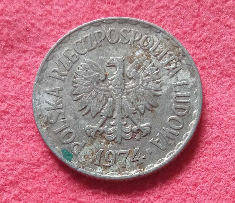 1 zł z PRL-u z 1974 ze znakiem MW