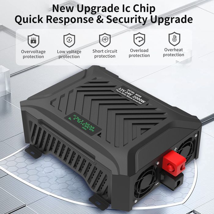 Інвертор 12, 24/220V чистий синус Datouboss TY-PSW-2000 з інтелектуаль
