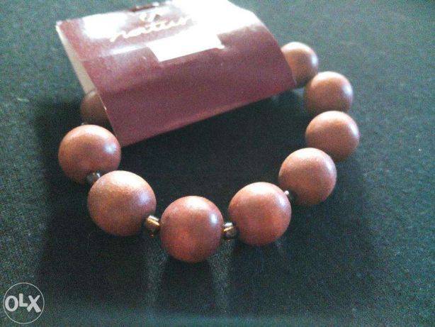 Natura original pulseira bracelete bijuteria contas de madeira - NOVO