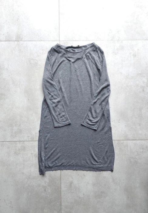 Dłuższy sweterek sweter z rozcięciami damski szary wełniany Zara S 36