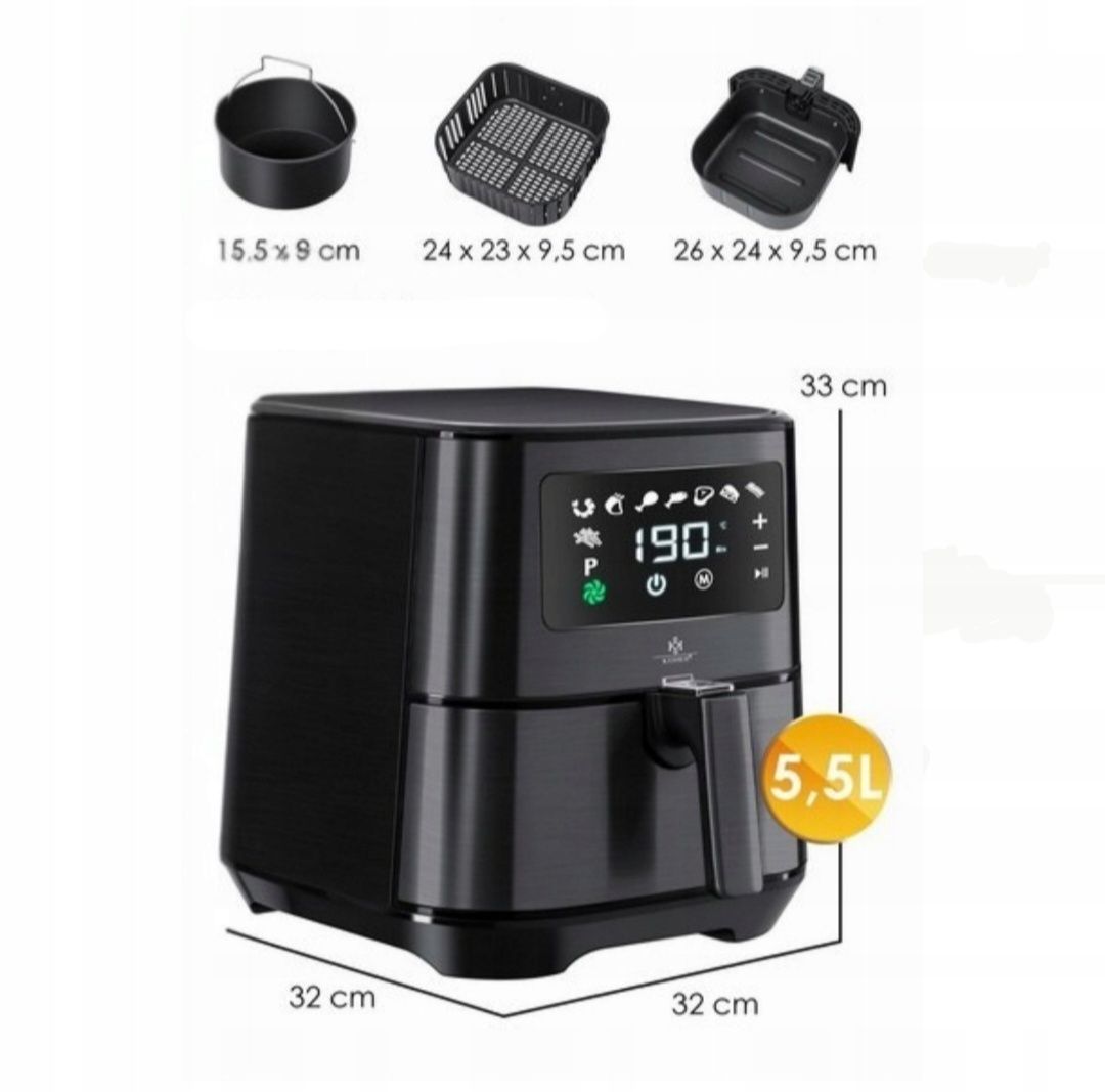 Frytkownica na gorące powietrze XXL 5,5L 1700W 8 Programów Airfryer KE