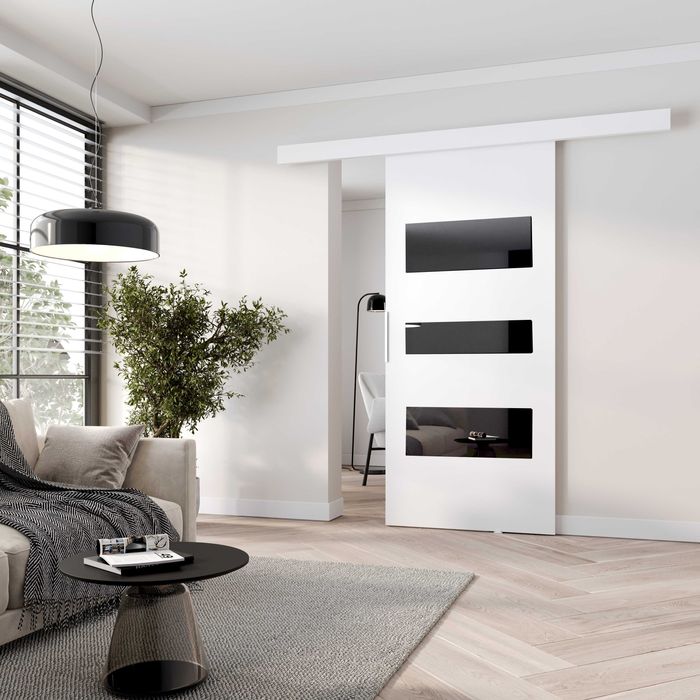 Drzwi przesuwne C90 - 96x205cm BIAŁE nowoczesne, komplet, producent