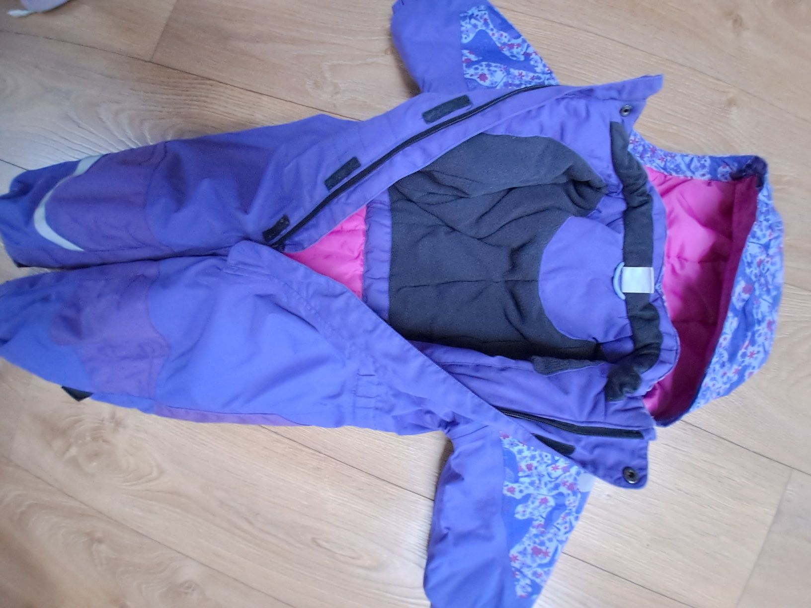 H&M kombinezon zimowy fioletowy cieplutki 80