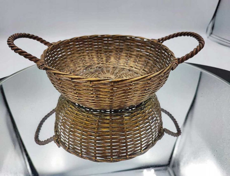 Art deco mosiężny pleciony koszyk