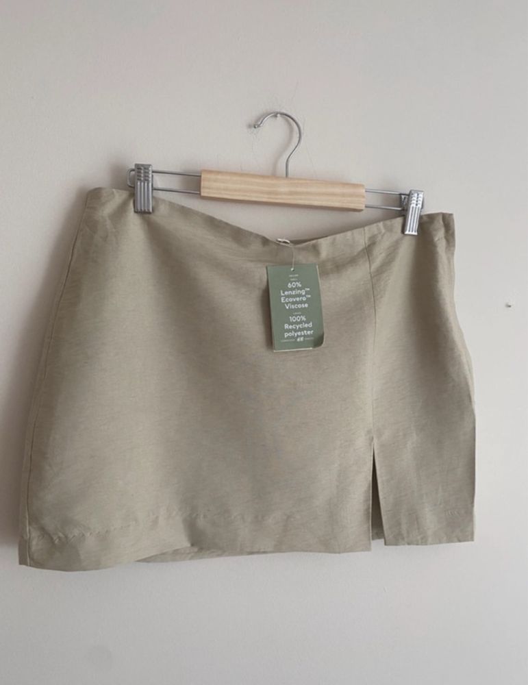 Lniana krotka spodniczka damska 42 xl h&m