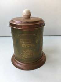 Lata de chá inlgesa "Tea Time" em cobre e bronze