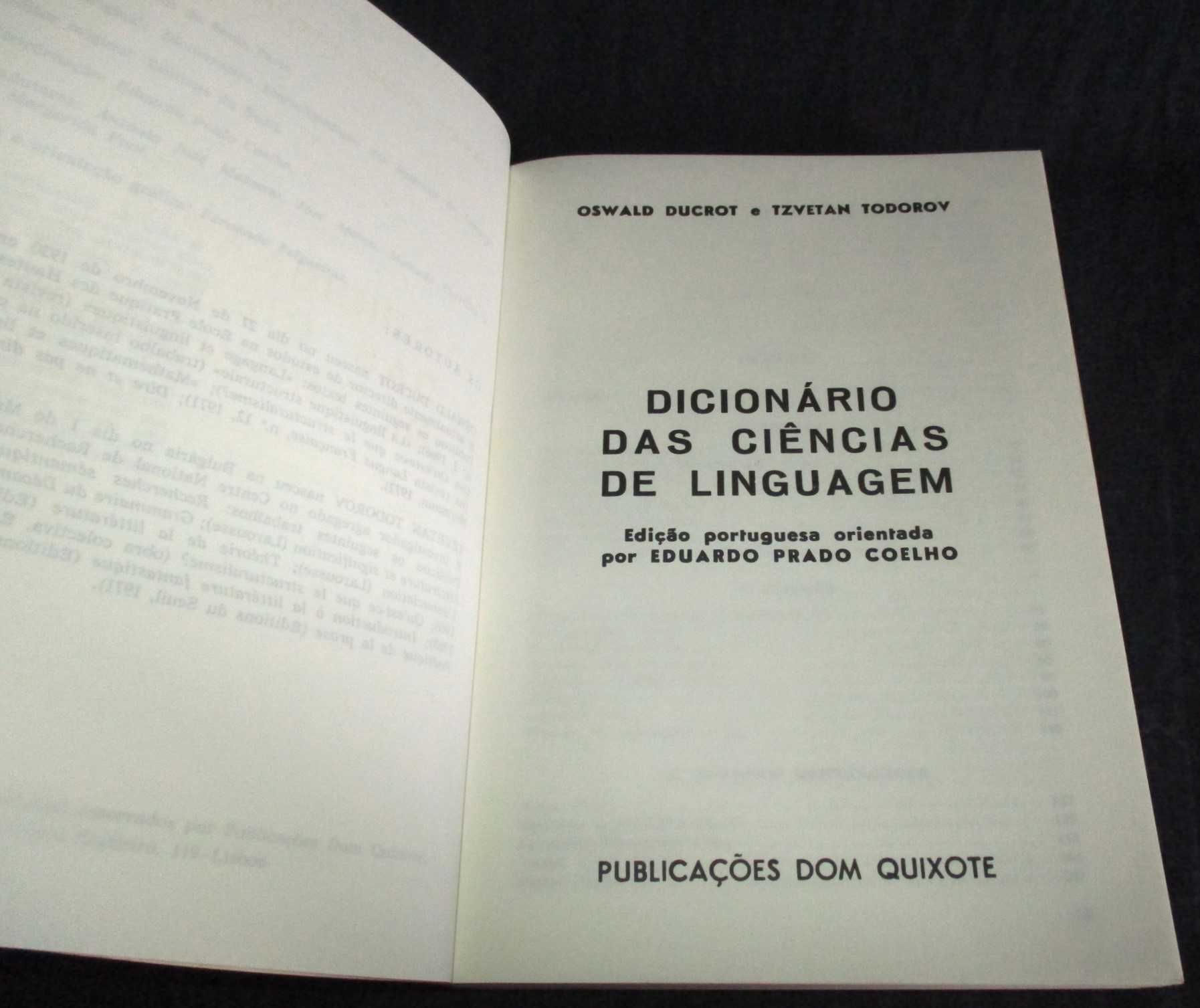 Livro Dicionário das Ciências da Linguagem Oswald Ducrot Tzvetan