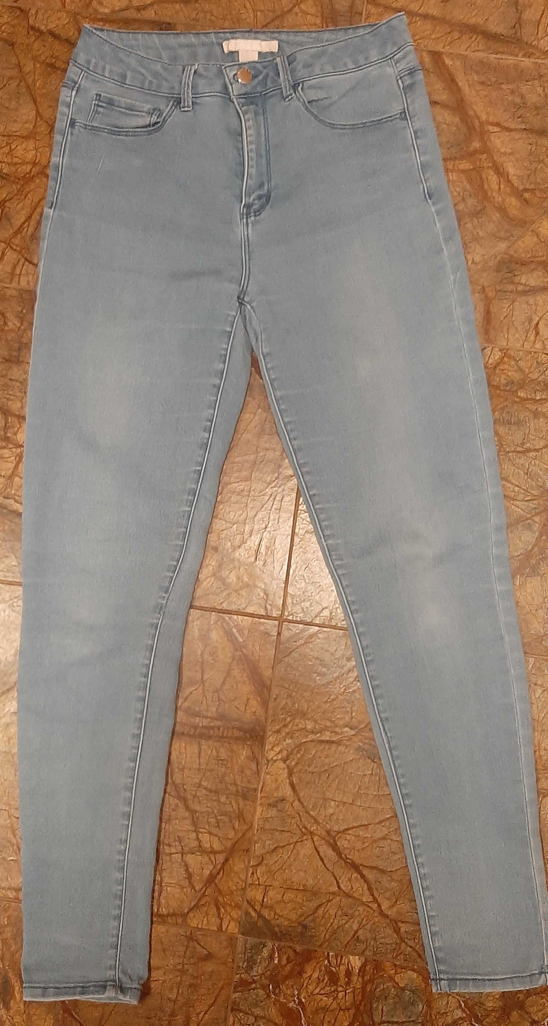 Spodnie jeans Forever 21, niebieskie, rozmiar 38, wysoki stan