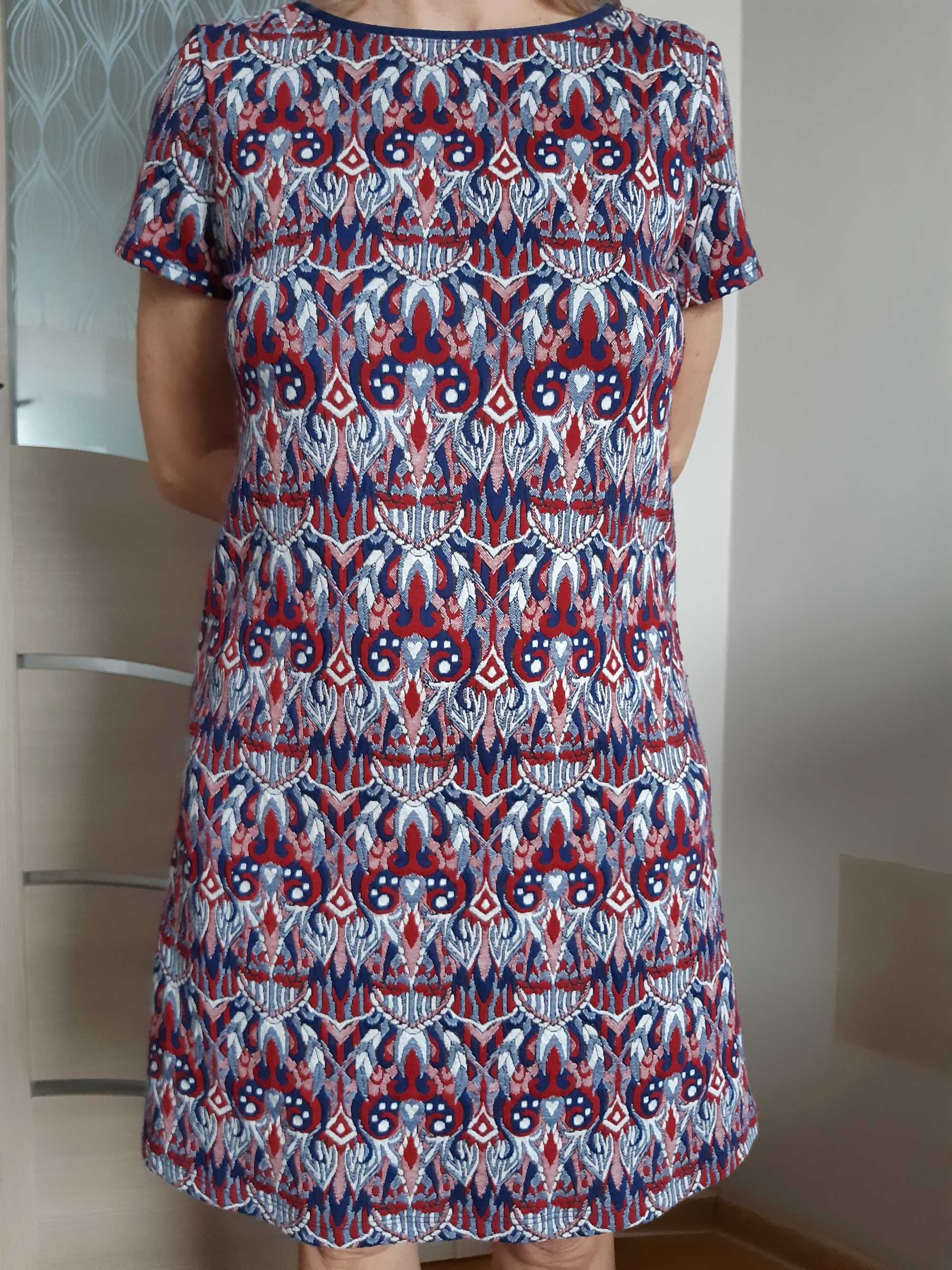 Sukienka tunika z dzianiny "Promod" rozm. 36/S w stylu boho b.d stan