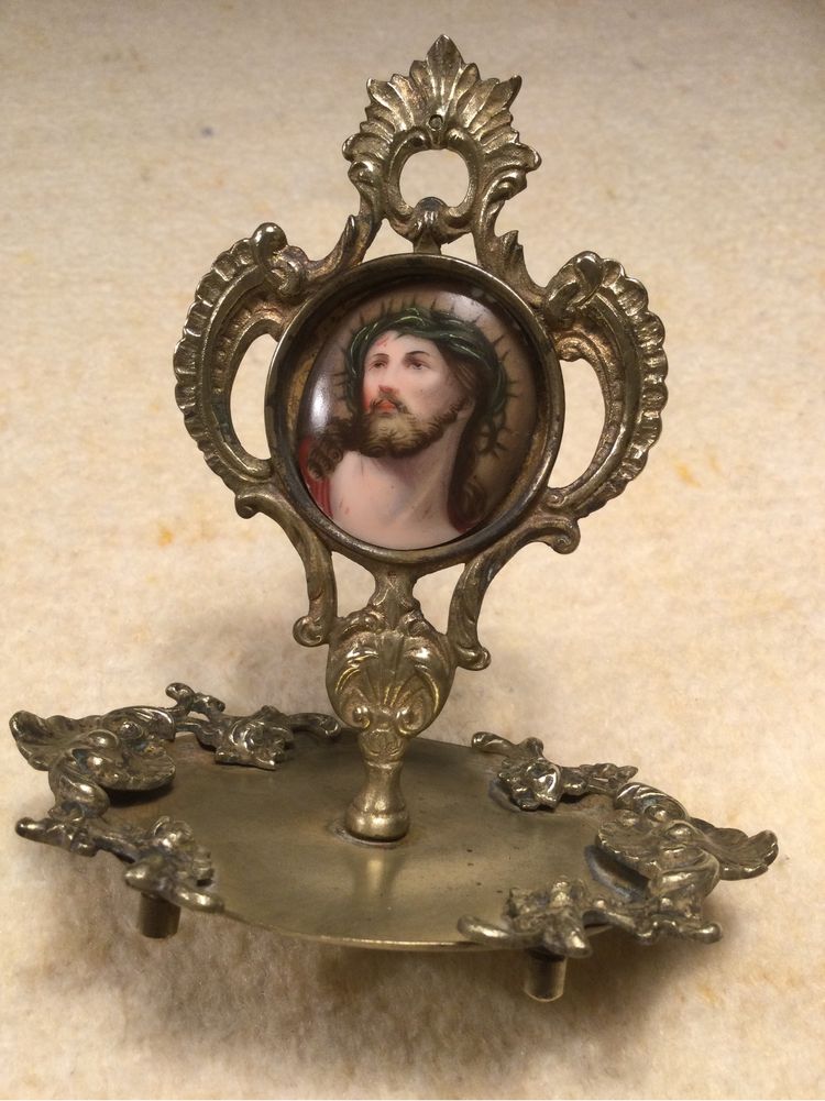 Arte Sacra - Invulgar objeto devocional - Bronze e Esmalte - Séc XIX