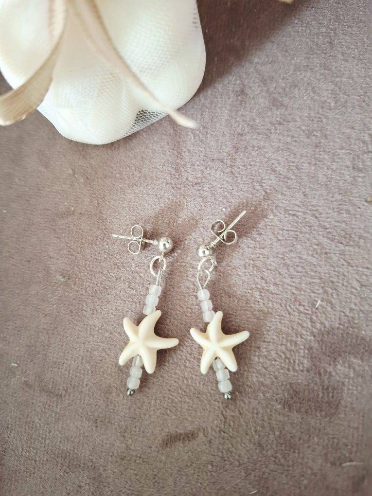 Kolczyki handmade z naturalnych kamieni turkus kwarc różowy