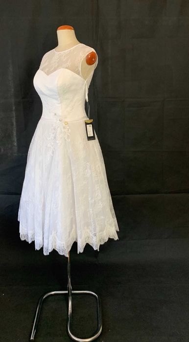 Nowa urocza suknia ślubna ivory 38 M Krótka Ślub Cywilny Poprawiny