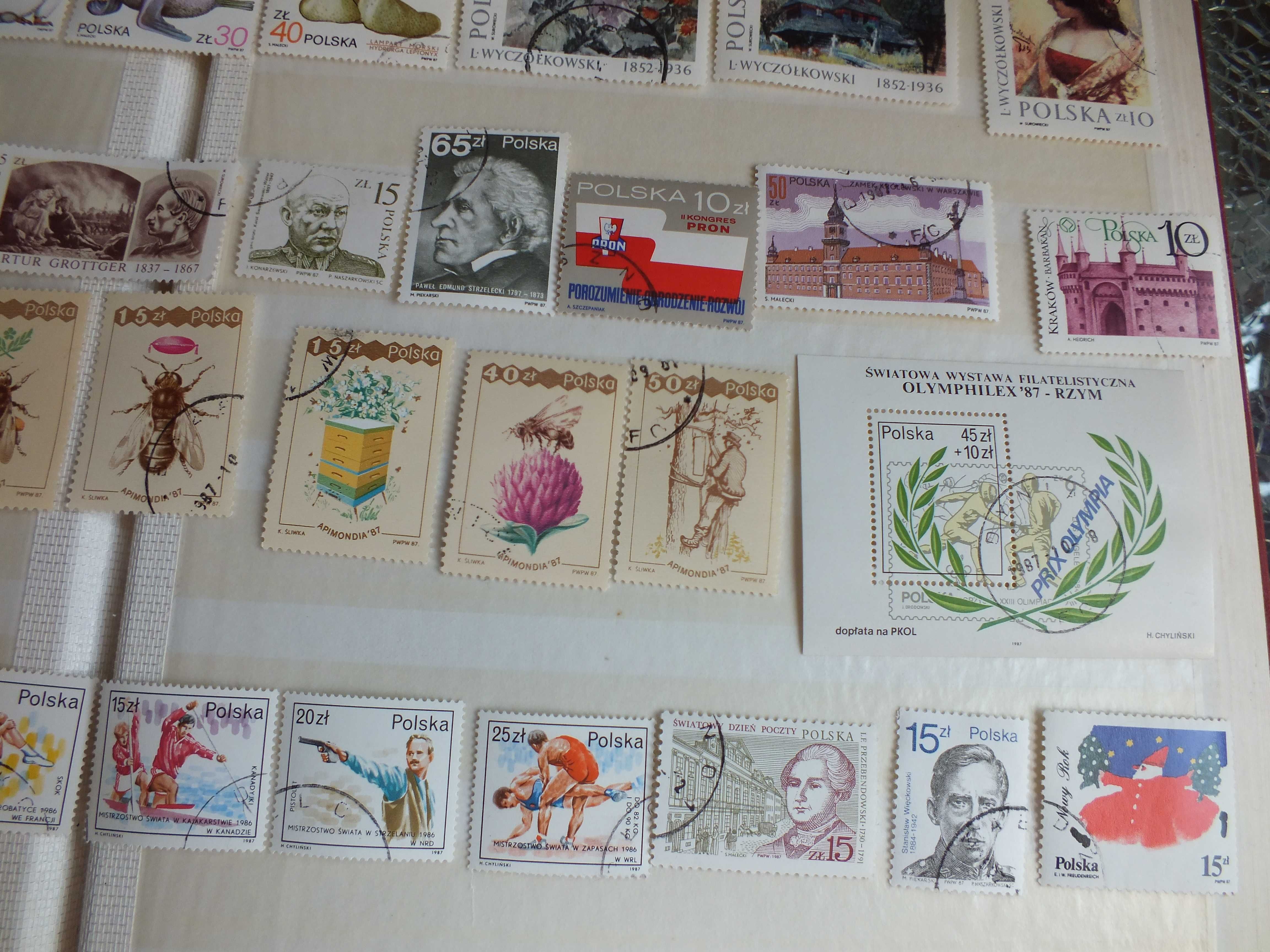 zestaw 37szt. znaczki blok 1987r. Polska kasowane, pełny klej