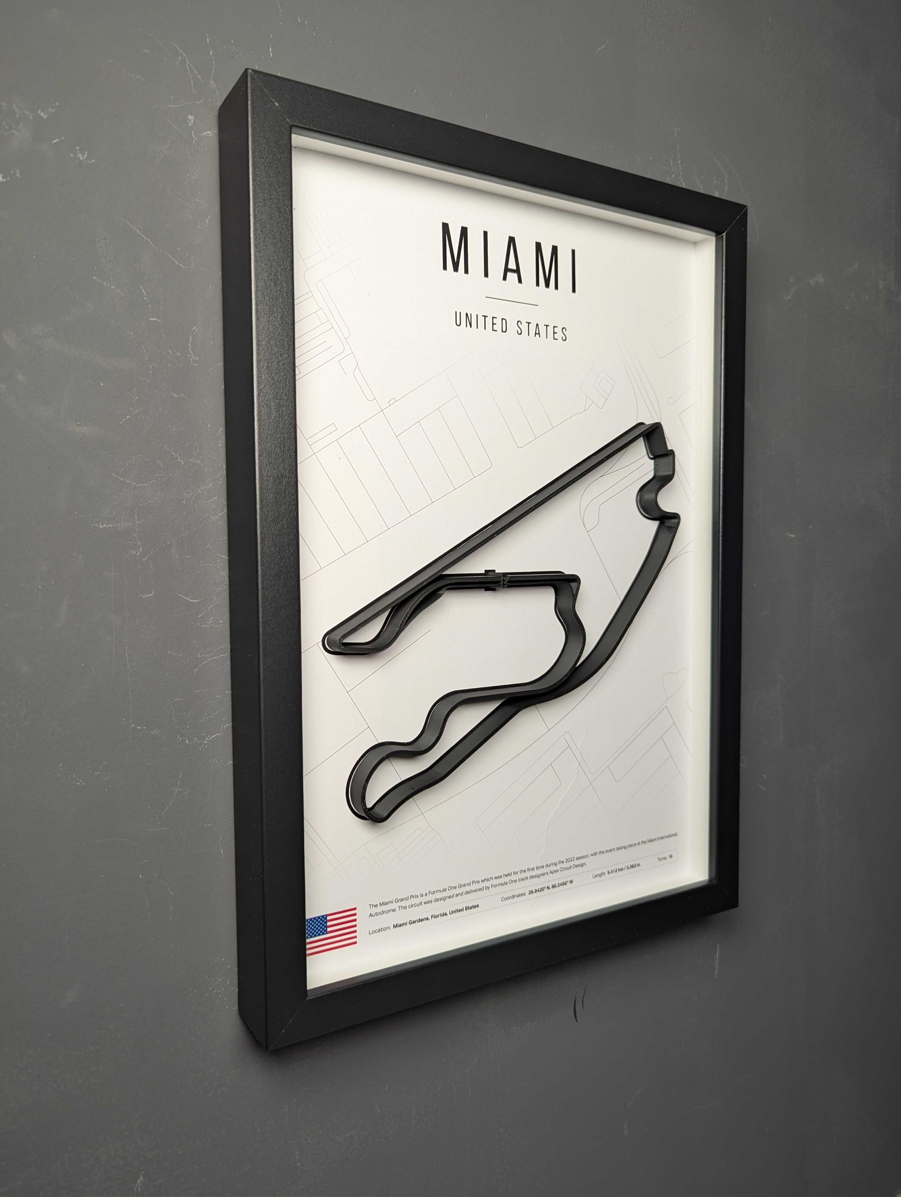 Об'ємна Рамка з 3D Трасою MIAMI Circuit Маямі 32x23x3 F1 USA GP