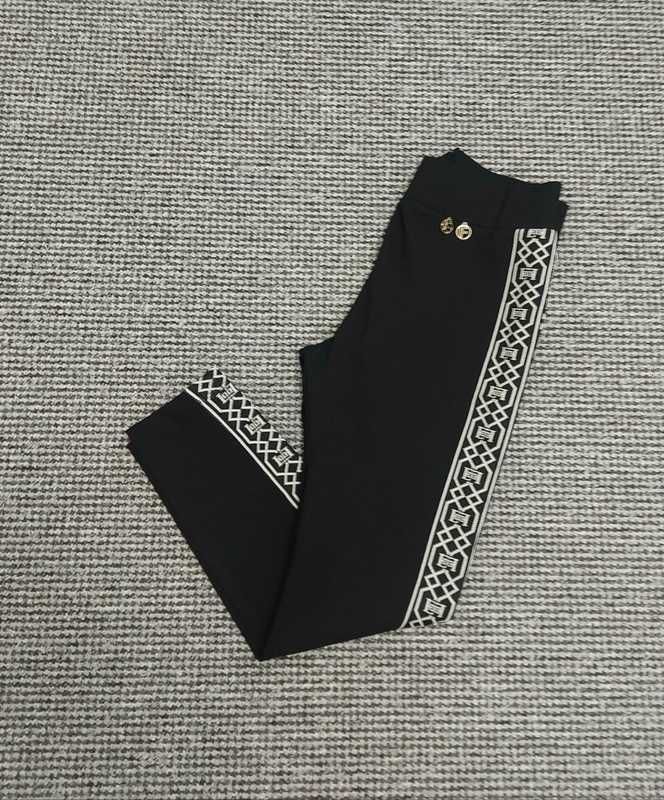 Spodnie Elisabetta Franchi logowane białe lampasy r. 38
