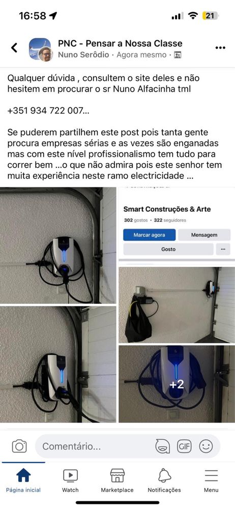 carregador para veículos elétricos 7Kw- 6A a 32A+Instalação 425€