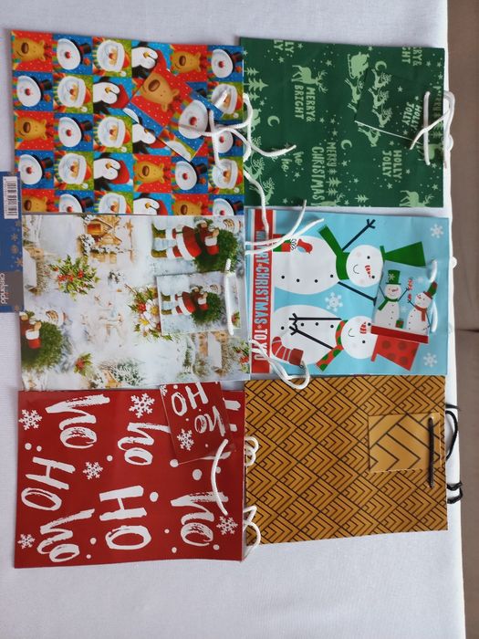 Torby papierowe świąteczne średnie 6 sztuk