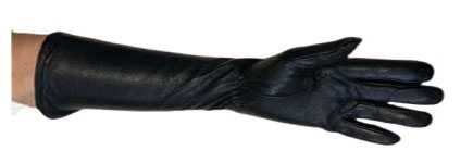 Rękawiczki skórzane damskie długie ciepłe Czarne 40cm L Wrocław