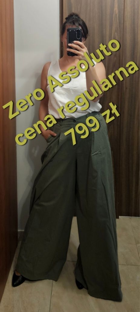 Zielone khaki spodnie Zero Assoluto szerokie