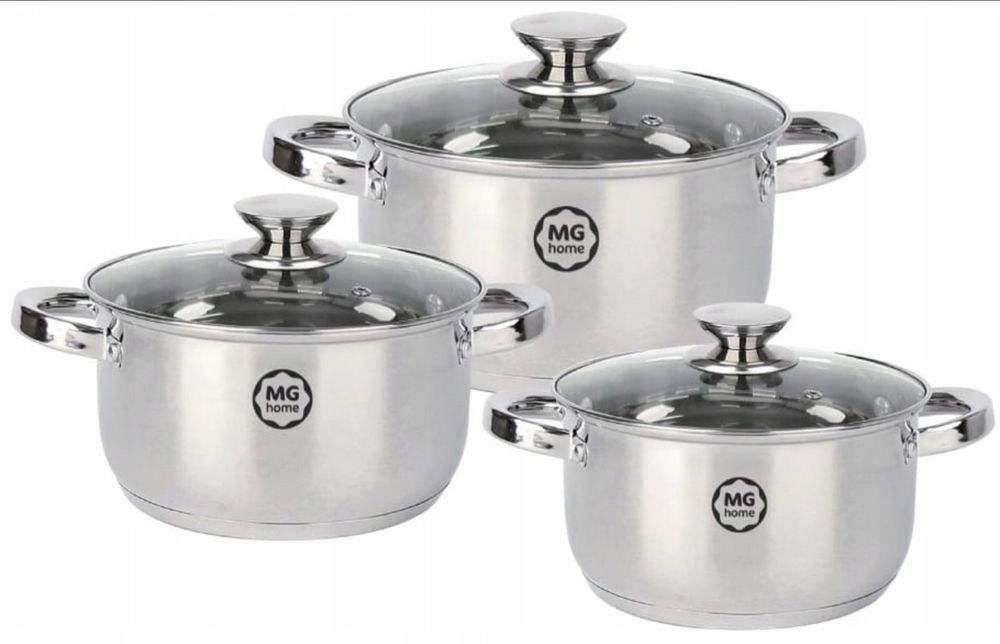 ZESTAW GARNKÓW Garnki KOMPLET 6 części MG HOME Indukcja Gaz