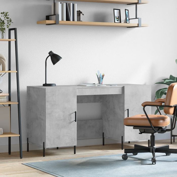 Vidaxl Biurko, Szarość Betonu, 140X50X75 Cm, Materiał Drewnopochodny