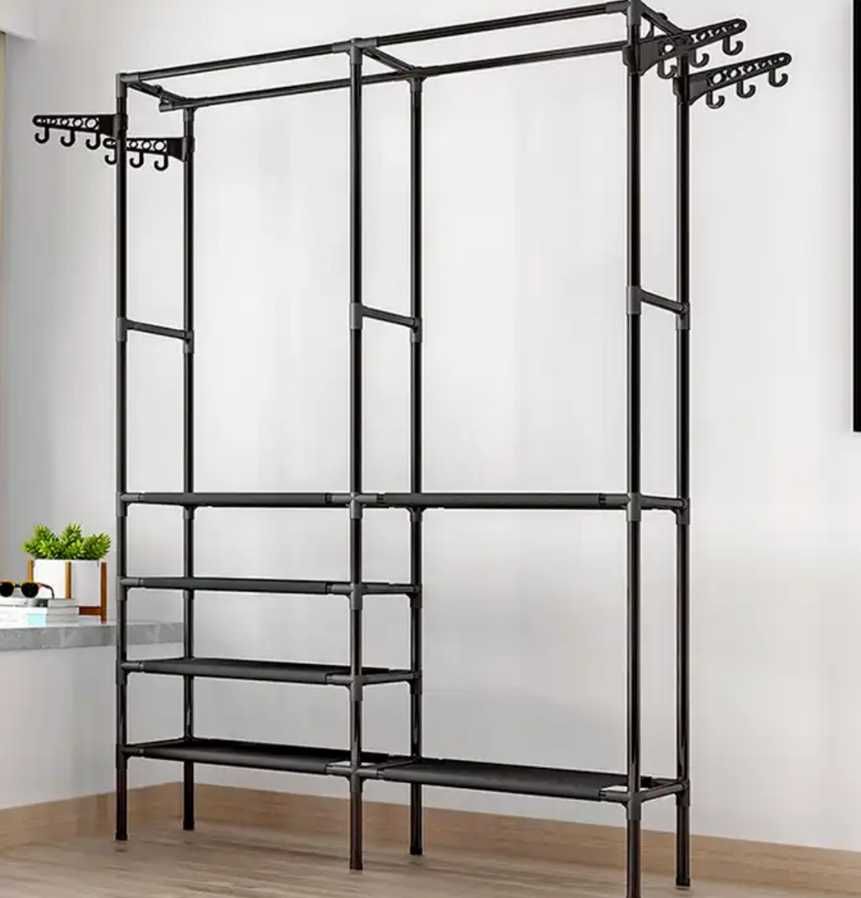 Вішалка для одягу підлогова стійка Simple Coat Rack Double Row полиці