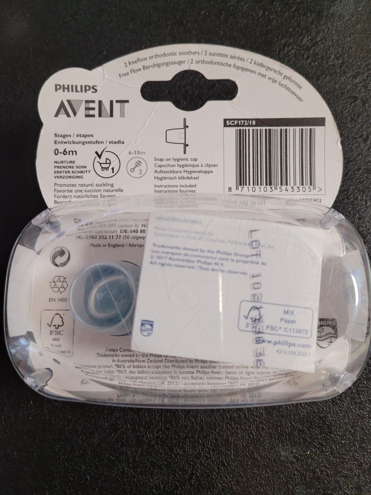 Smoczki cumelki Avent FreeFlow 0-6m