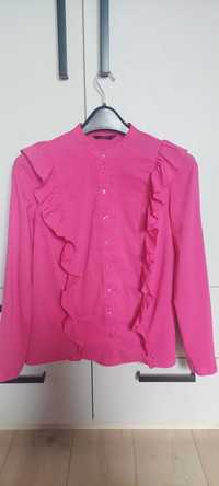 fuksjowa/różowa koszula damska z falbanką