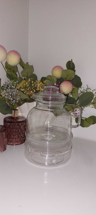 Dzbanek szklany w zestawie z podgrzewaczem | NOWY