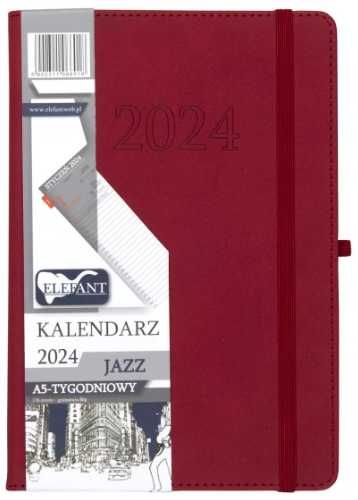 Kalendarz 2024 A5 tygodniowy Jazz czerwony