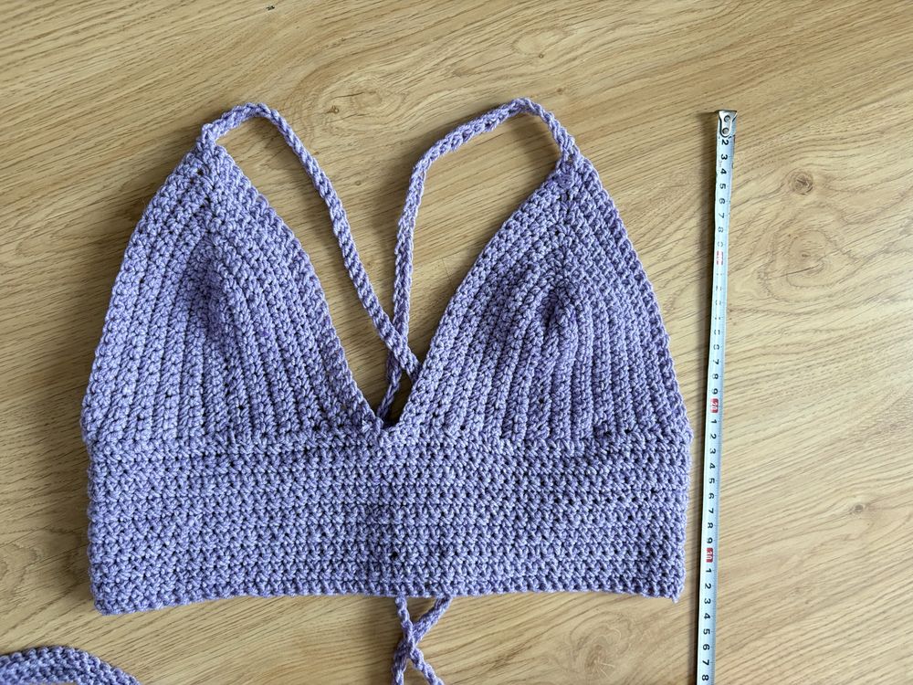 Fioletowy top crochet crop na szydełku szydełkowy pleciony na plażę