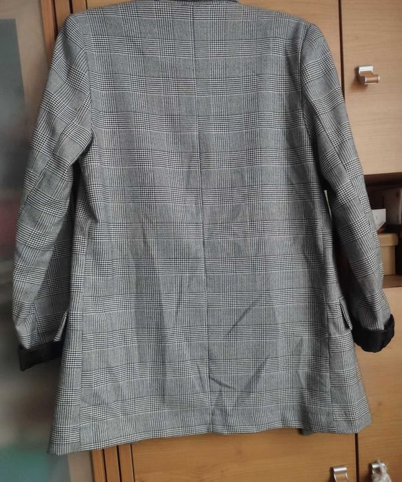 Marynarka żakiet damski szary w kratę