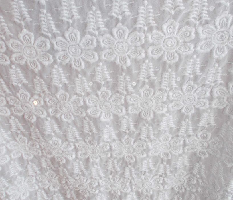Bluzka biała mgiełka koronkowa kwiaty 36 F&F