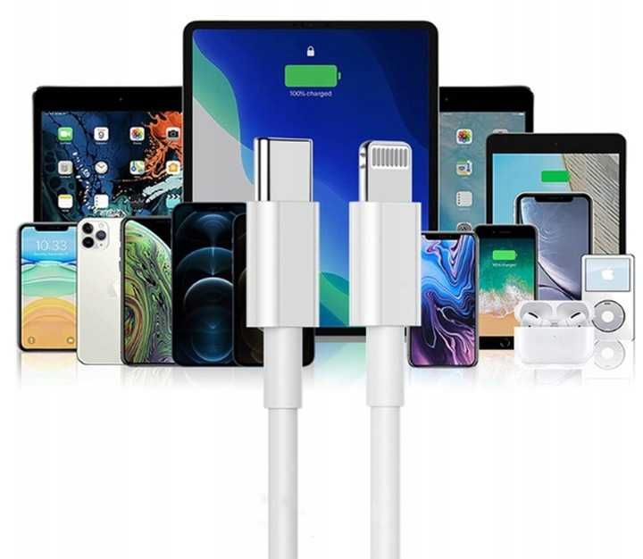 Kabel do Ładowania IPhone 8,X,11,12,13 Mini Pro Ładowarka Apple 1mUSBC